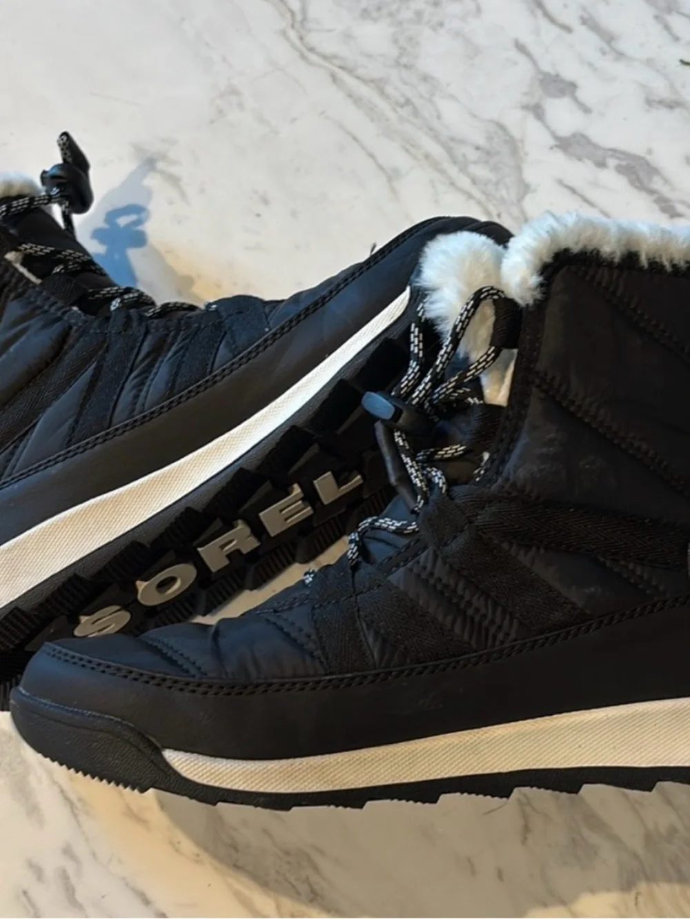 Sorel Kids Black Waterproof Faux-Fur Lined Winter Boot